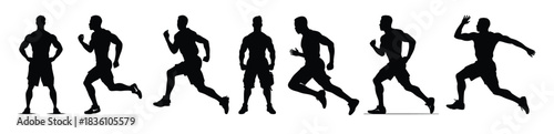 athlete running silhouette clipart bundle