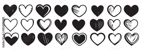 hand drawn heart hearts love valentines day doodle scribble 