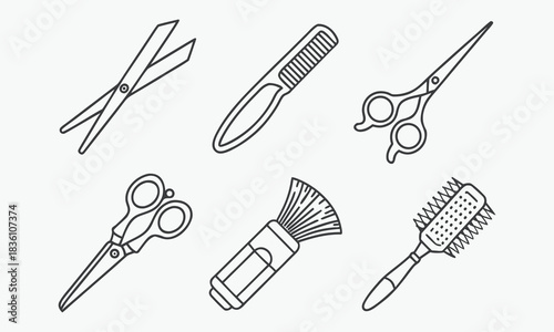 Hairdressing tools collection icons set Hair salon tools and accessories icons set: