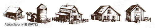 vintage farm barn illustration