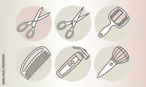 Hairdressing tools collection icons set Hair salon tools and accessories icons set: