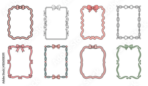 bow coquette border frame clipart set