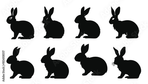 bunny silhouette vector set easter bunnies silhouettes 