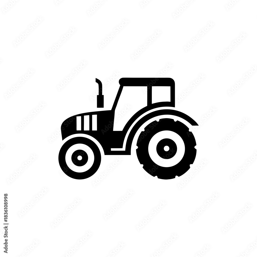 Obraz premium Silhouette of a black tractor on transparent background