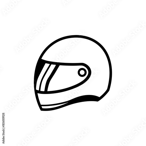 Outline drawing of a racing helmet on transparent background silhouette