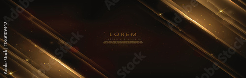 Photos Elegant dark brown background with golden diagongl line and lighting effect sparkle