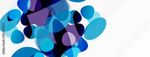 Abstract composition. Blue shades overlap, creating dynamic visual texture. Minimalist design, clean background, modern aesthetic.