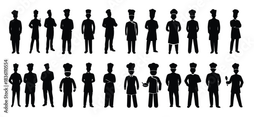 set of chef black silhouette