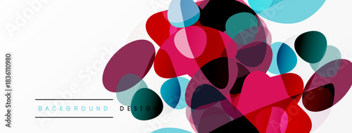 Abstract colorful overlapping circles create dynamic background. Modern design uses vibrant hues, shapes, textures. Simple composition.
