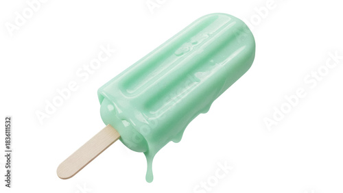 Photos Mint green popsicle isolated PNG on transparent background, refreshing summer tr