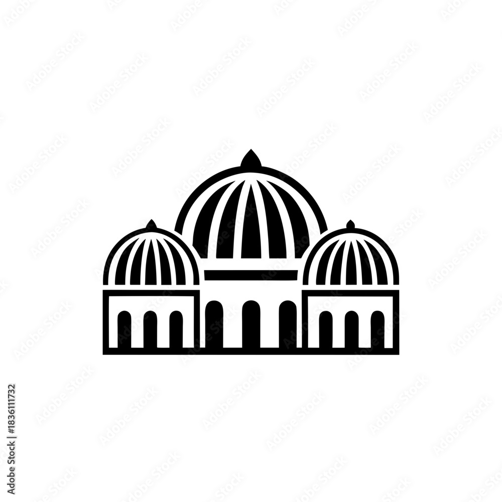 Obraz premium Illustration of a domed building on transparent background silhouette