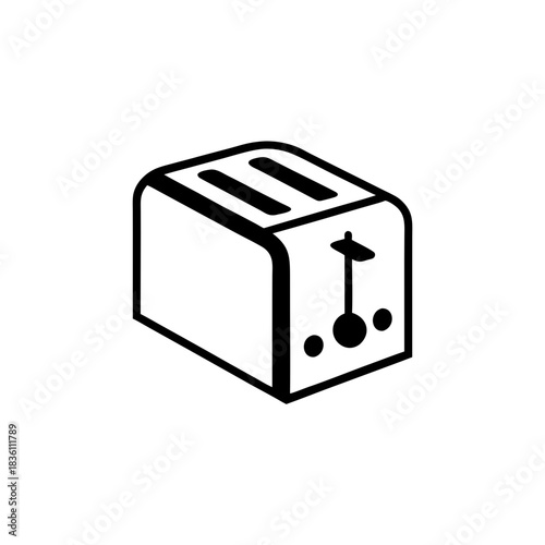 Illustration of a white toaster icon on transparent background silhouette
