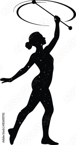 Baton twirling performance vector illustration