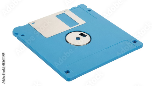 Tableau sur toile Blue 3 5 inch floppy disk isolated PNG on transparent background, vintage data s