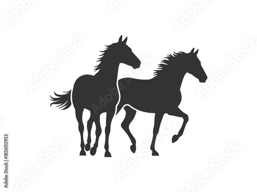 horse silhouette in standing and running pose