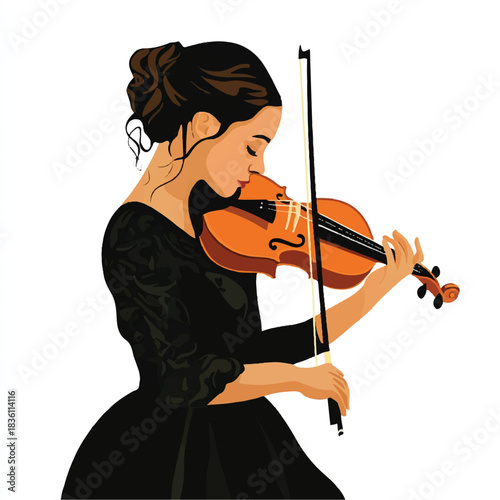 Elegant Woman Playing Violin with Focus and Grace.