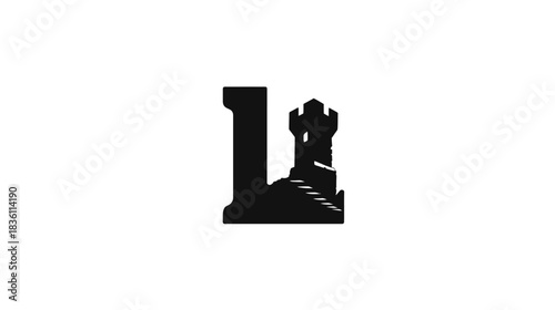 Stylized capital letter L combined with a majestic castle tower silhouette, a powerful and iconic graphic design concept for branding
