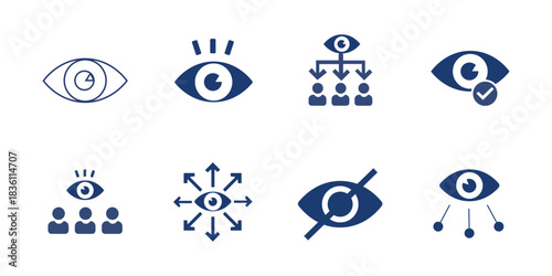 Collection of artificial intelligence related icons including robots, brains, and circuits designs