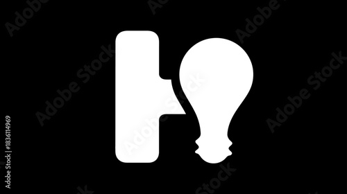 Creative mobile technology concept with a smartphone icon connected to a light bulb symbol, representing innovation and ideas.