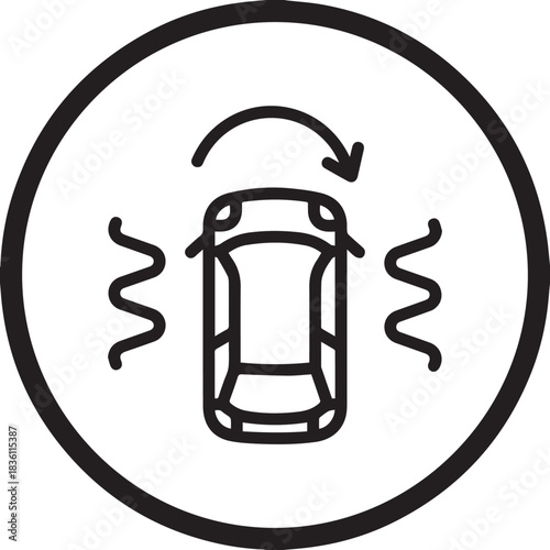 Traction Control Indicator Icon, Automotive Dashboard Grip Symbol.