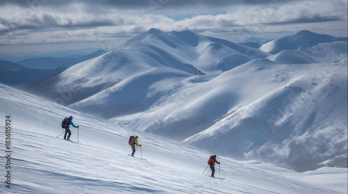 skiers on top of mountain