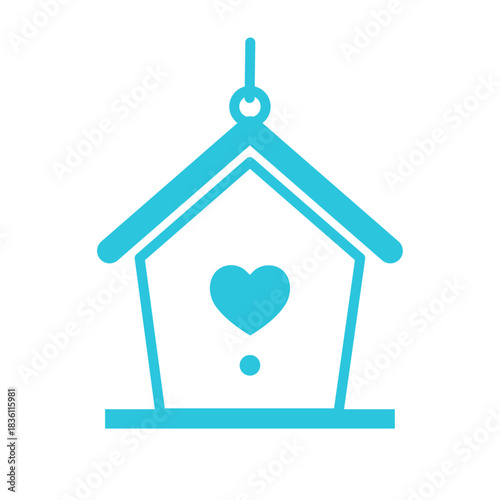 Garden Bird house. Isolated on white background. Bue icon