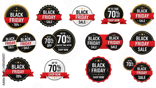 Promotional Badges for Major Seasonal Shopping Events, Highlighting Attractive Discounts and Special Offers to Boost Sales