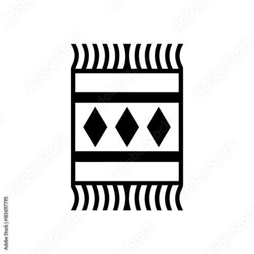 Graphic rug with diamond decoration on transparent background silhouette