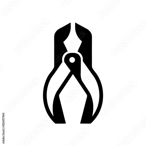 Illustration of black metal pliers on transparent background silhouette