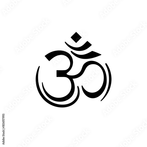 Om symbol in black and white art on transparent background silhouette