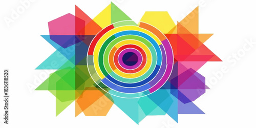 Abstract rainbow pattern of colorful circles, vector illustration with swirl design texture