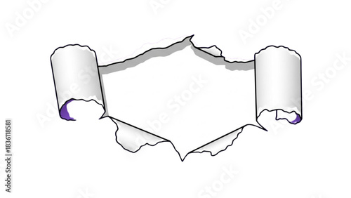 Torn paper with a blank space for text or design