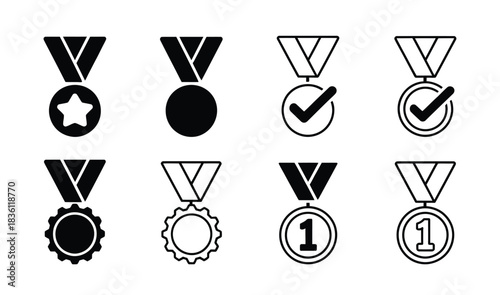 Essential achievement award icons collection for modern success recognition