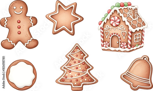 Vector Illustration Festive Gingerbread Cookie Collection