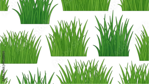 Seamless Green Grass Clumps Pattern Perfect for Nature, Landscaping, and Design Projects