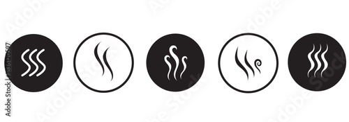 Smoke steam  icon or logo illustration outline black style