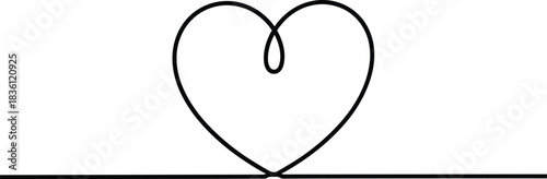 Black heart outline on white background love symbol
