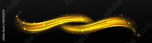 Magic yellow light swirl sparkling, png background