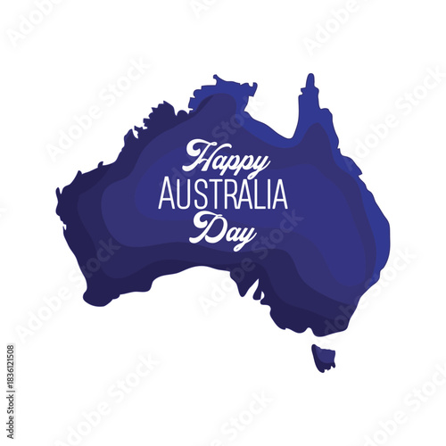 Australia Day Celebration with Map and Typography.
