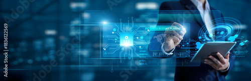 Enterprise Resource Planning (ERP) is a software industry system. A consultant analyzes operational data to integrate functions like finance and HR, streamlining business processes.