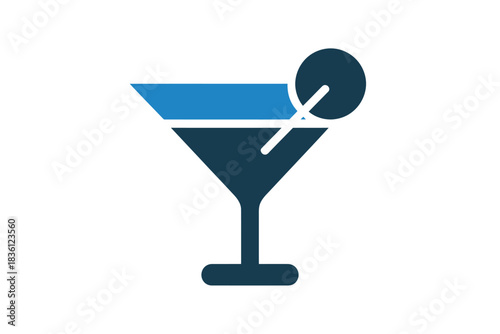 Martini glass vector icon flat design illustration for bar menus and cocktail recipes isolated on white background