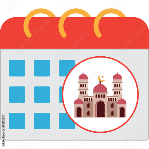 Islamic Calendar Flat Icon Design