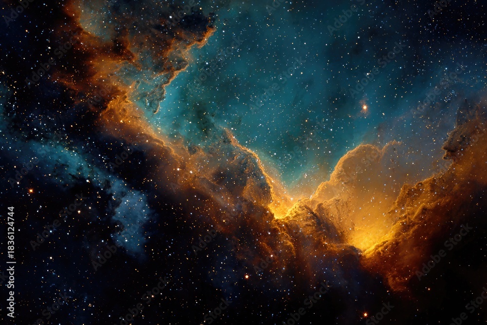 Fototapeta premium Vibrant Cosmic Nebula in Ethereal Skyscape 