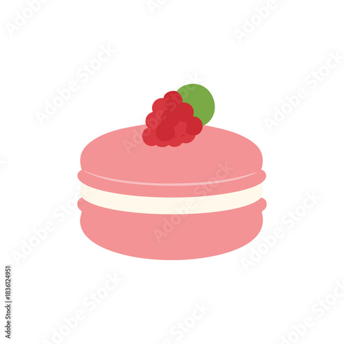 Macaron Dessert with Berry Topping Vector Illustration
