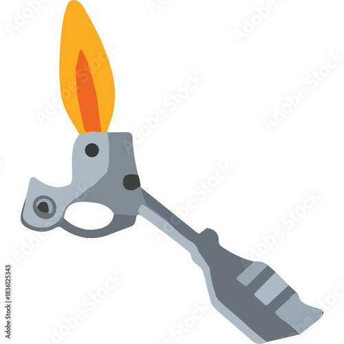 Close Up Of A Blow Torch Emitting A Bright Orange Flame Isolated On A Black Background With Metallic Gray And Silver Tones Illustrating Heat And Intensity In A Tool For Construction Or Cooking