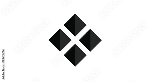 Modern Abstract Geometric Design with Four Black Diamond Shapes Forming a Cross-Like Pattern on White Background