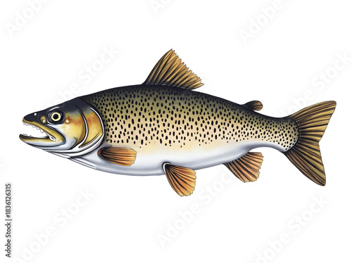 Hand drawn trout fish
