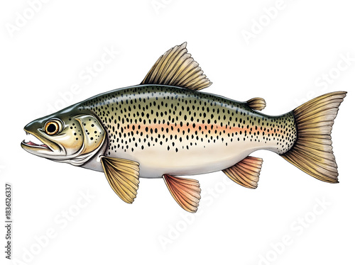 Hand drawn trout fish