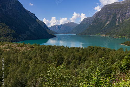 Beautiful view of Lovatnet lake in Norway