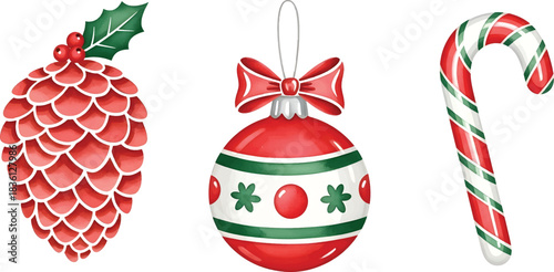 Vector Illustration Festive Christmas Decorations Collection